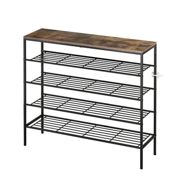 Artiss Shoe Rack 25 Pairs 5-tier Shoe Storage Organiser Shelf Metal frame Walnut